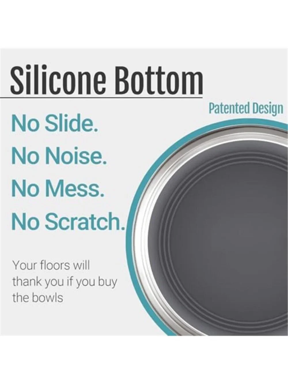 Nonslip Stainless Steel Dog Bowls, 3.8 US Cup, 2 Count | No slide silicone